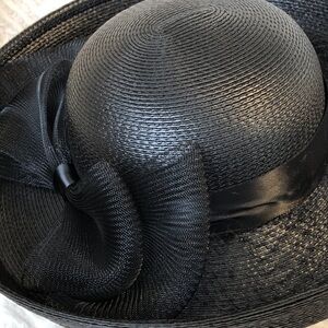 Tracy & David New York Black Church Hat w/ Wide Turned Up Brim & Custom Designed